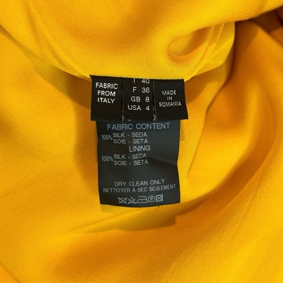 Derek Lam Yellow Silk Georgette Off The Shoulder Belted Dress Size 4 - Picture 9 of 9